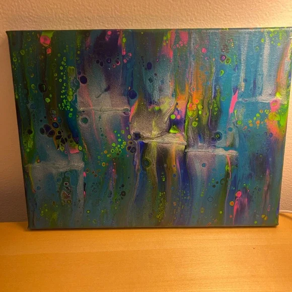 Abstract Blue and Green Canvas Art - Picture 4 of 4